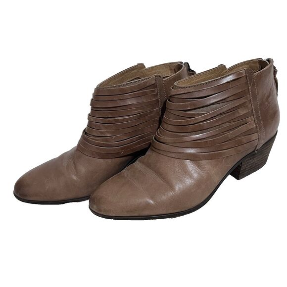 Clark Artisan Ankle Booties Size 8 M Brown Strappy Western Comfort Boot Block - Picture 1 of 7